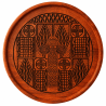 Plateau rond bois padouk gravé — Serpent bicéphale bamoun 37 cm | Wouley