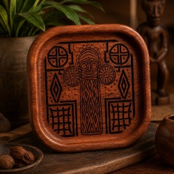 Coupelle bois padouk gravée — Motif Éléphant Ndop | Wouley