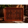 Plateau bois padouk gravé — Motif Éléphant Ndop 40×30 cm | Wouley