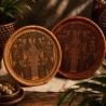 Plateau rond bois gravé — Motif Éléphant Ndop 37 cm, padouk ou mouvingui | Wouley