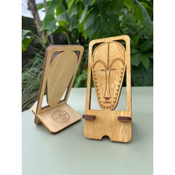 Wood Phone Stand — Choice of African Motif | Padouk / Movingui | Wouley