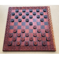 Damier Nea Onnim Padouk & Wengé 38×38 — Pièce d'art Adinkra | Wouley