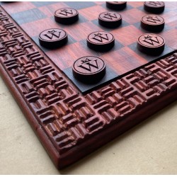 Damier Nea Onnim Padouk & Wengé 38×38 — Pièce d'art Adinkra | Wouley