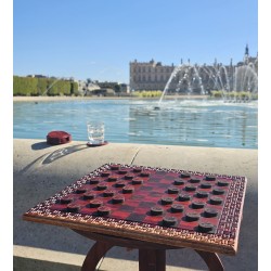 Damier Nea Onnim Padouk & Wengé 38×38 — Pièce d'art Adinkra | Wouley