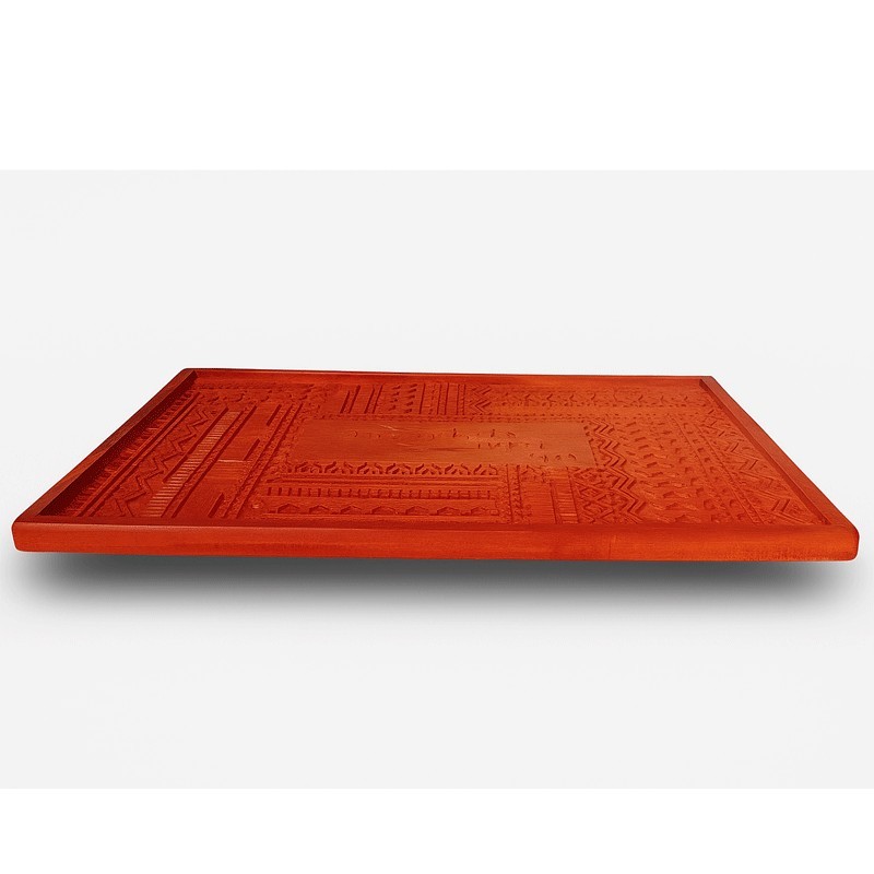 Plateau en bois gravé artisanal | Design ethnique africain | WOULEY