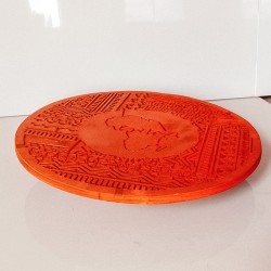 Sous-plat rond en bois gravé – Design Afrique 30 cm | WOULEY