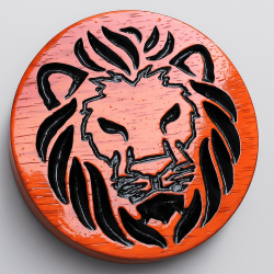 Sous-verre en bois gravé tête de lion – Fabrication artisanale CNC | WOULEY
