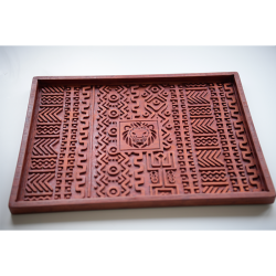 Plateau en bois gravé artisanal | Design ethnique africain | WOULEY