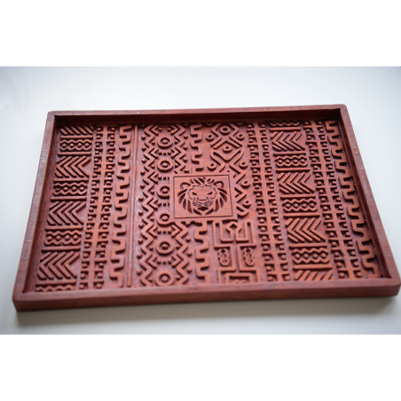 Plateau en bois gravé artisanal | Design ethnique africain | WOULEY