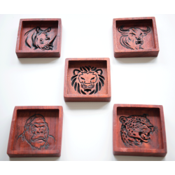 Coupelle bois sculpté premium WOULEY – service apéritif - Vide-poche design motifs animaux