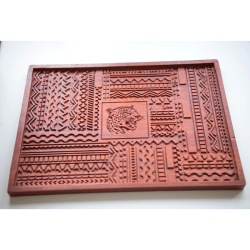 Plateau en bois gravé artisanal | Design ethnique africain | WOULEY