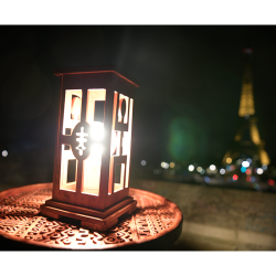 Lampe en bois design sculpté | Lampe artisanale décorative - WOULEY